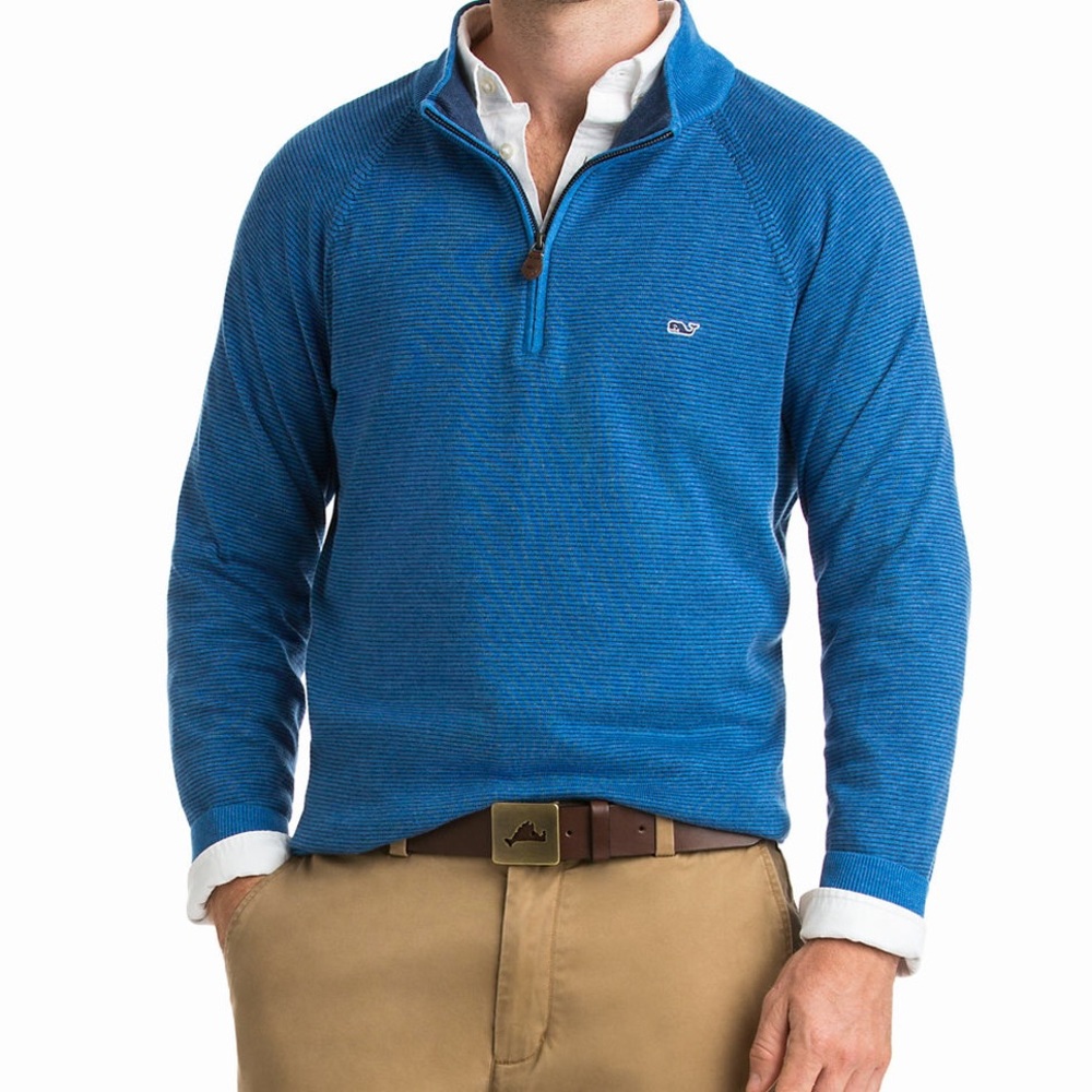 Vineyard Vines Classic Fine Stripe 1/4Zip Pullover
